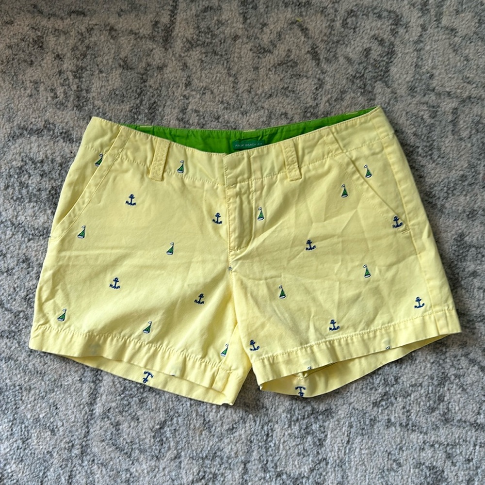 Palm beach fit lily pulitzer yellow shorts with embroidered anchors and boats